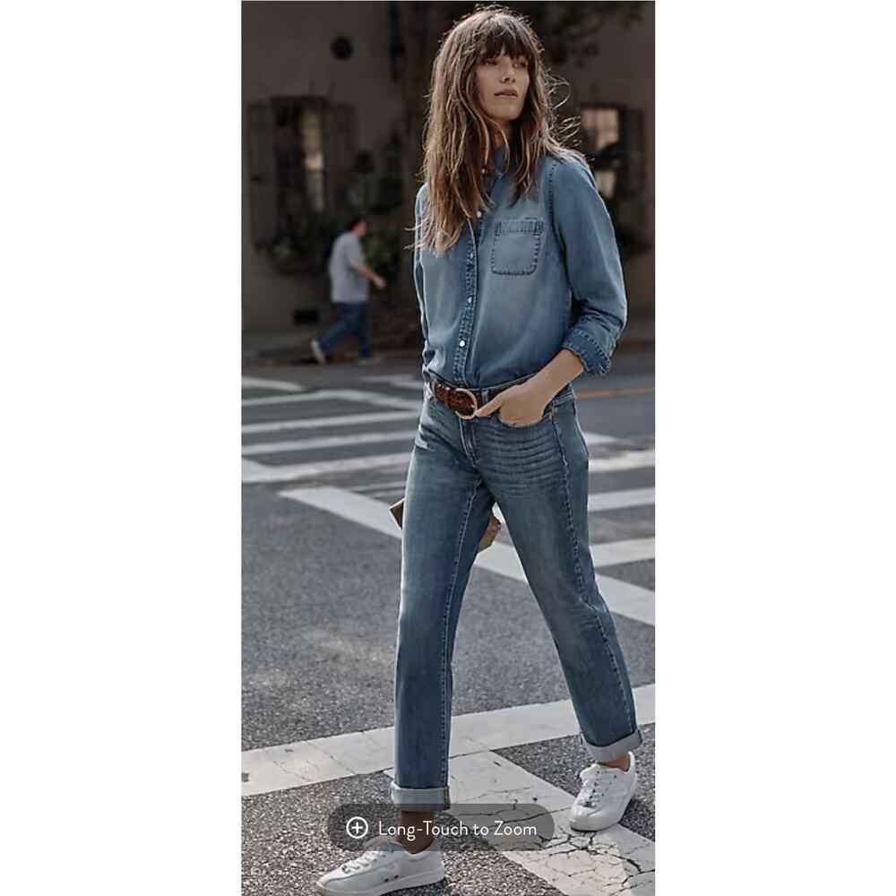 J Jill The Boyfriend Jeans women's 12 Blue Denim straight leg ankle